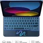 (Refurbished) typecase Edge Magic Style Keyboard for iPad 10th Generation (2022 Model), touchpad Keyboard case, iOS Fn Keys, Exclusive 10-Colors Backlit, Pencil Holder Buckle, Bluetooth (P Blue)